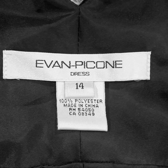 Evan Piccone Black Dress w Gathered V-Neck in Front and Back & Jeweled P… - Picture 5 of 14